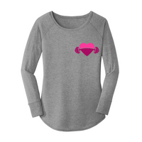Womens X-Small Grey Long Sleeve Tunic Tee