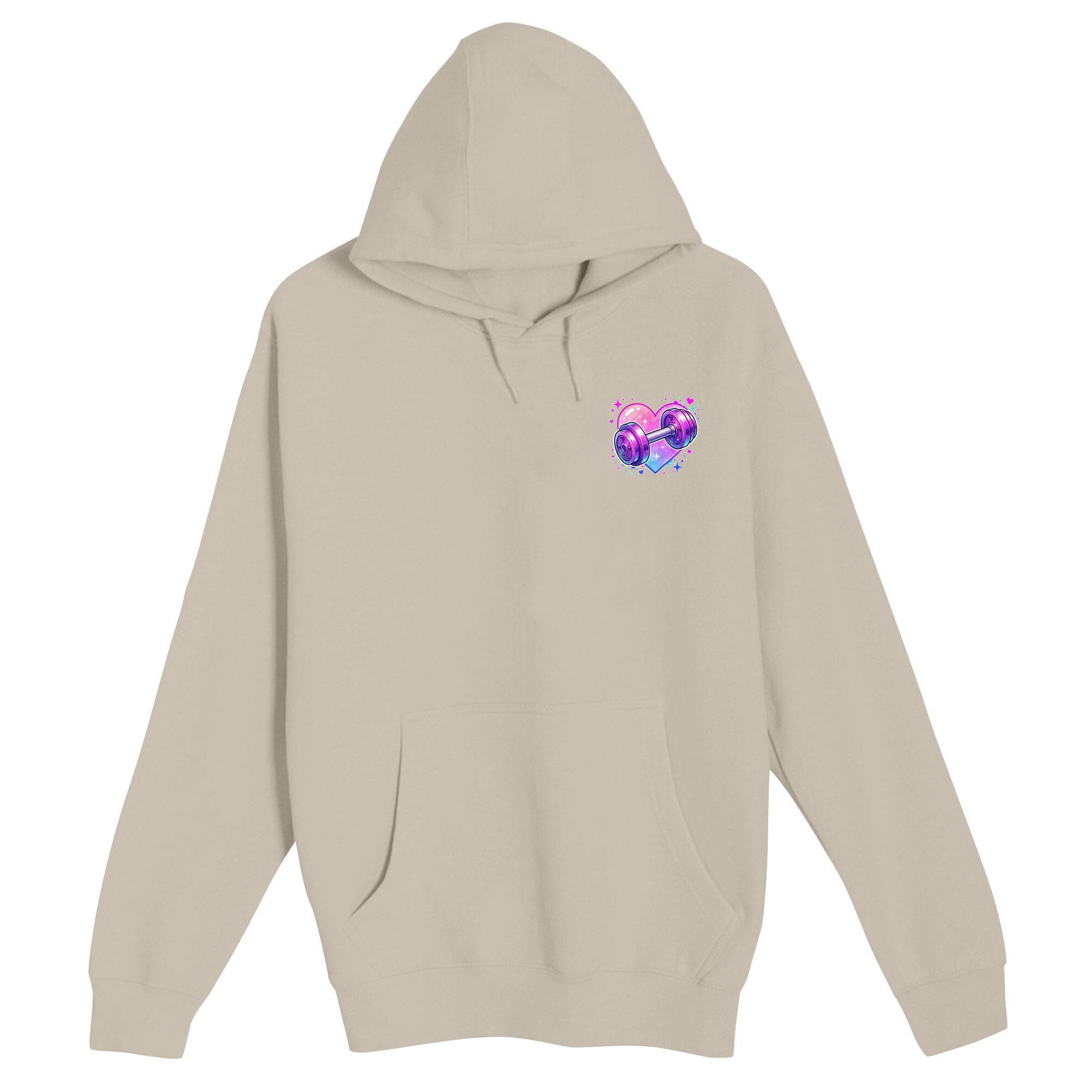 Unisex Small Natural Pullover Hooded Sweatshirt