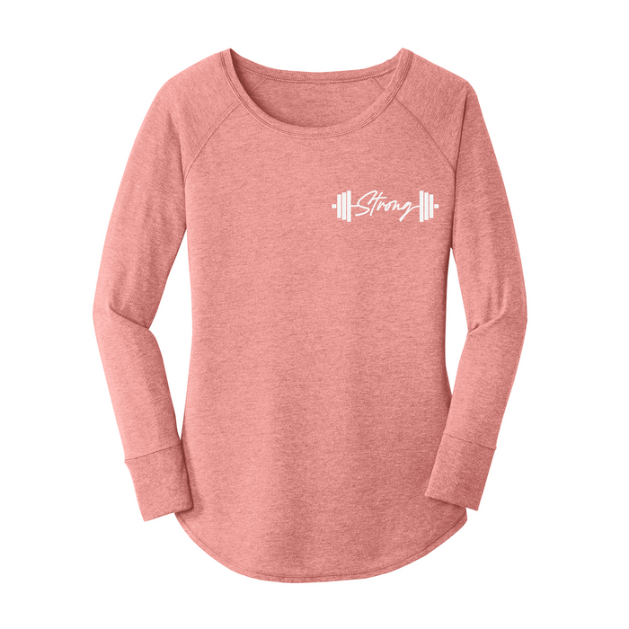 Womens X-Small Light Pink Long Sleeve Tunic Tee