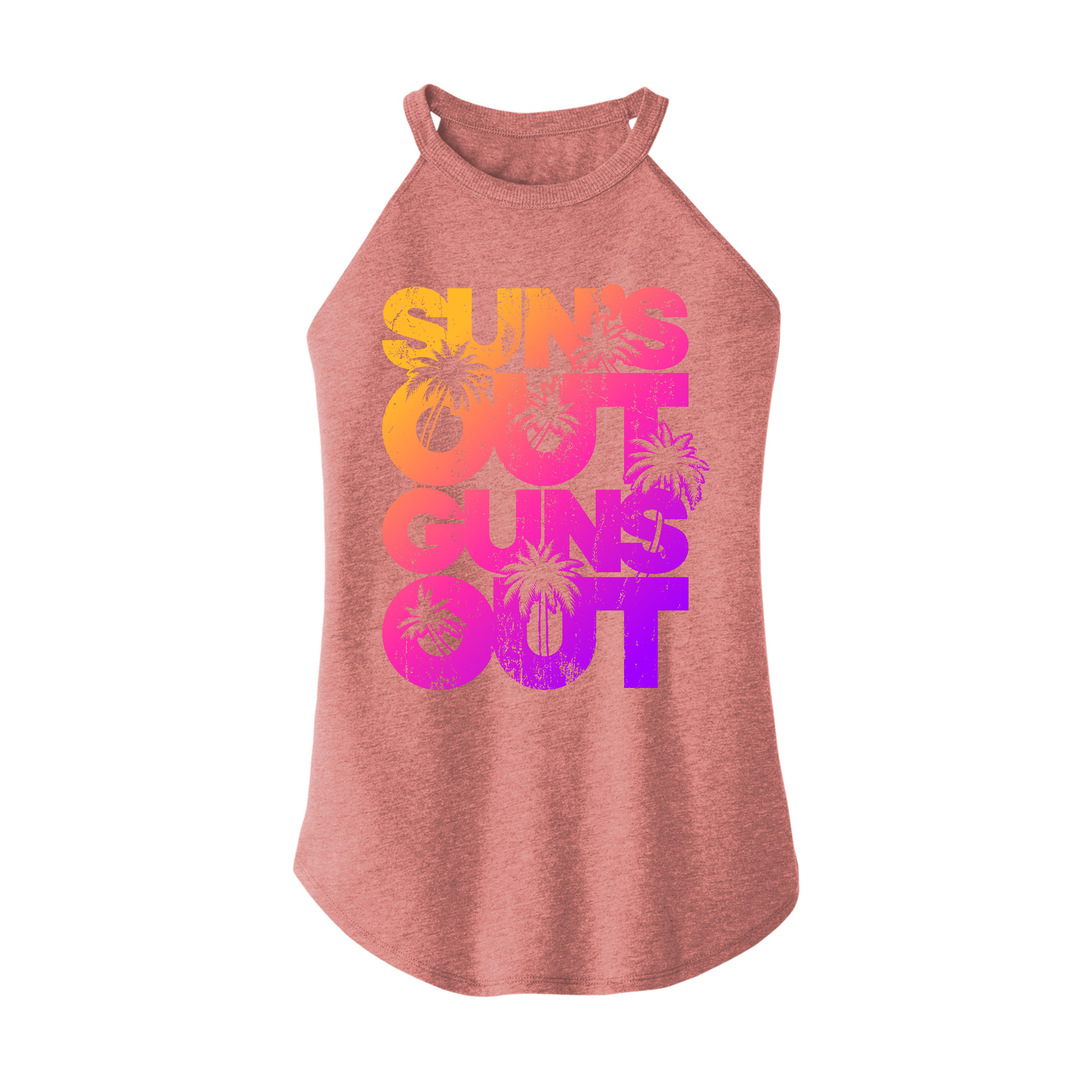 Pink Rocker Tank Fitness Tee Co. | Suns Out Guns Out Women's District Rocker Tank ...