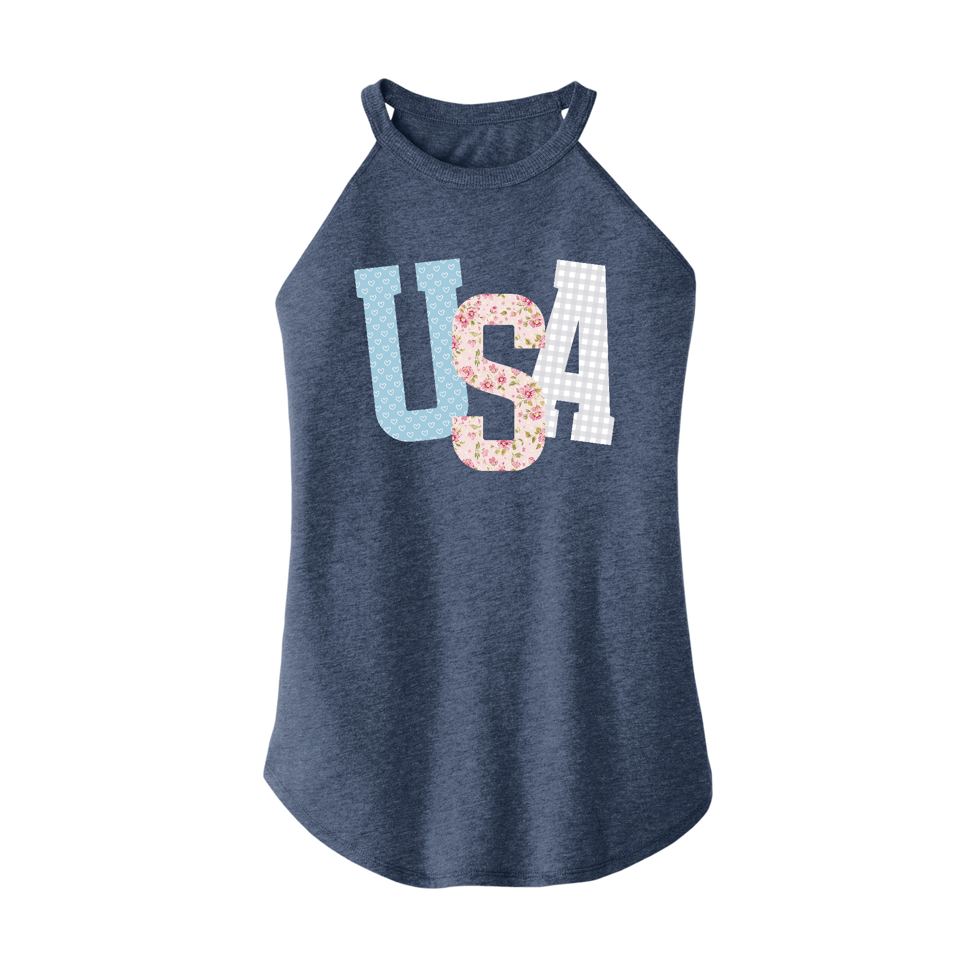 Ladies Rocker Tank Fitness Tee Co. | USA Pattern Women's District Rocker Tank | Women's ...