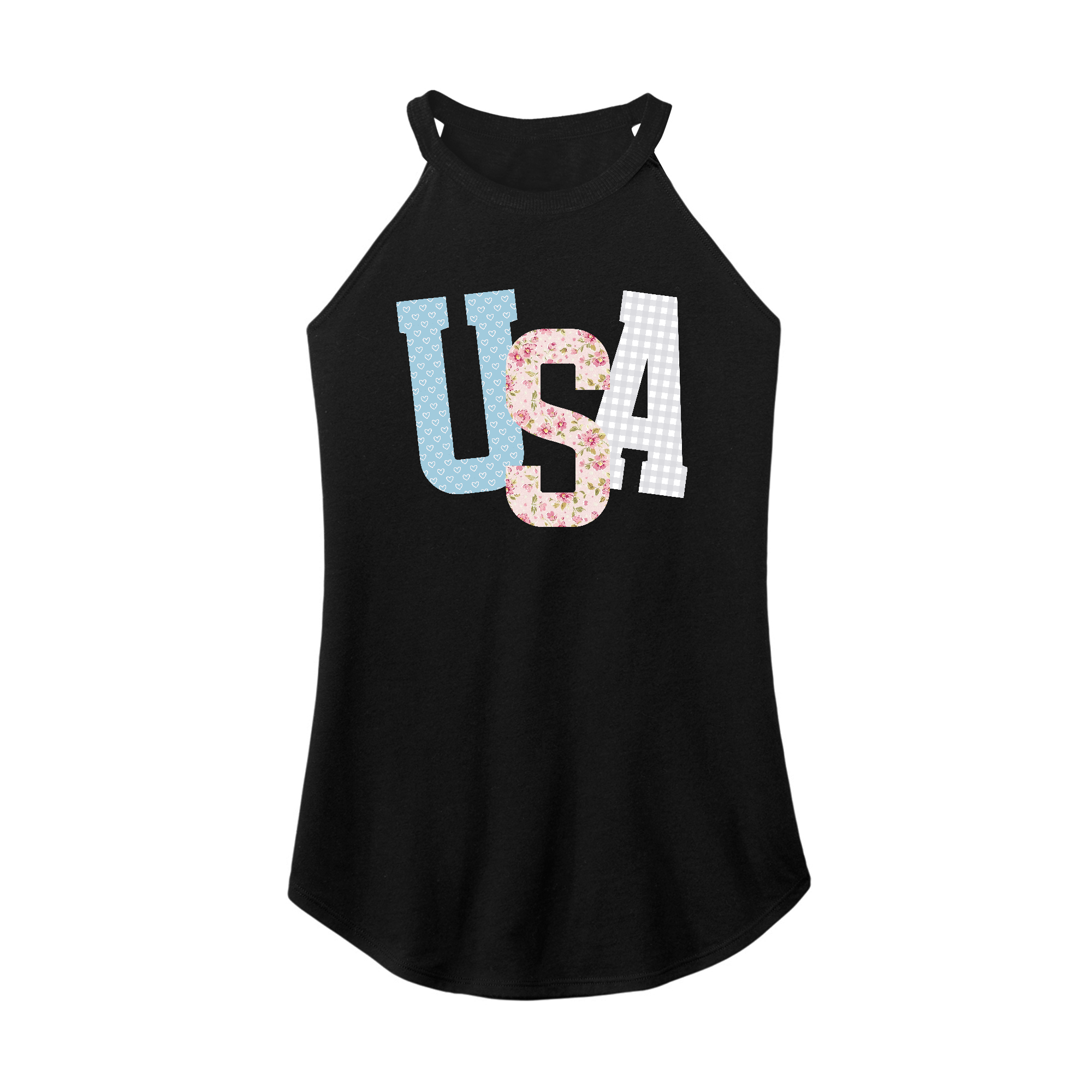 Ladies Rocker Tank Fitness Tee Co. | USA Pattern Women's District Rocker Tank | Women's ...