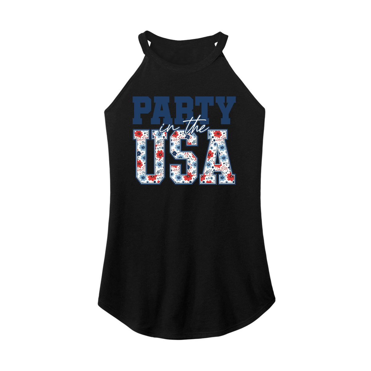 Fitness Tee Co. | Party In the USA Floral Women's District Rocker Tank ...