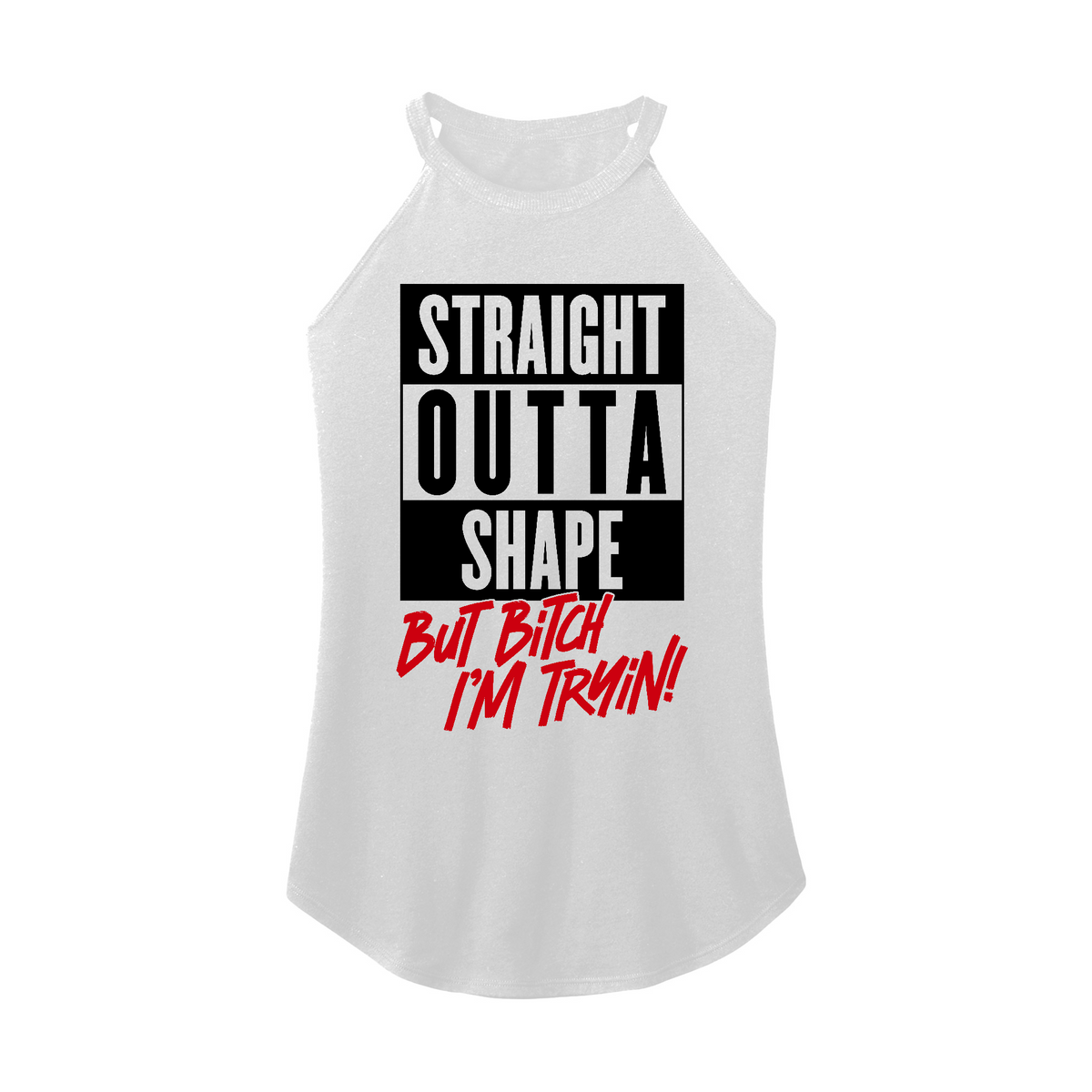 Fitness Tee Co. | Straight Out Of Shape BLK/RED Women's District Rocker ...