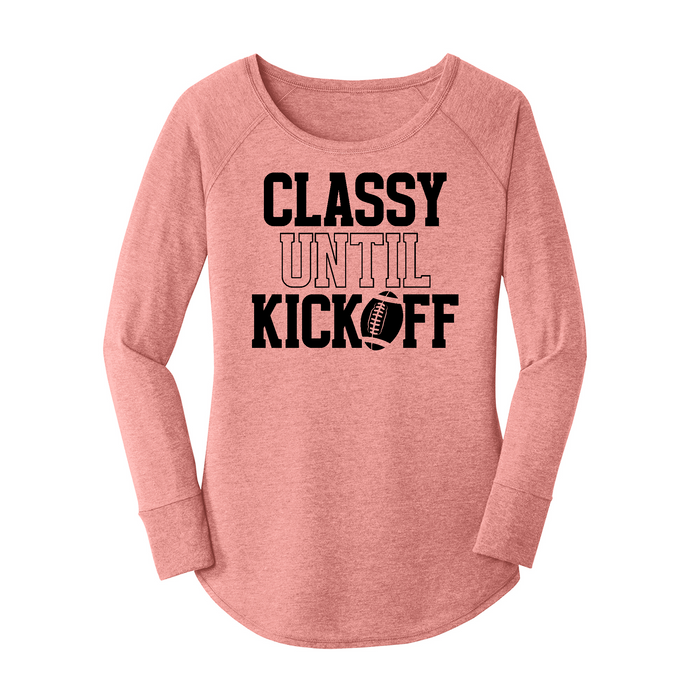 Womens X-Small Light Pink Long Sleeve Tunic Tee