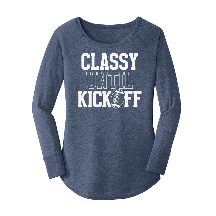 Womens X-Small Navy Heather Long Sleeve Tunic Tee