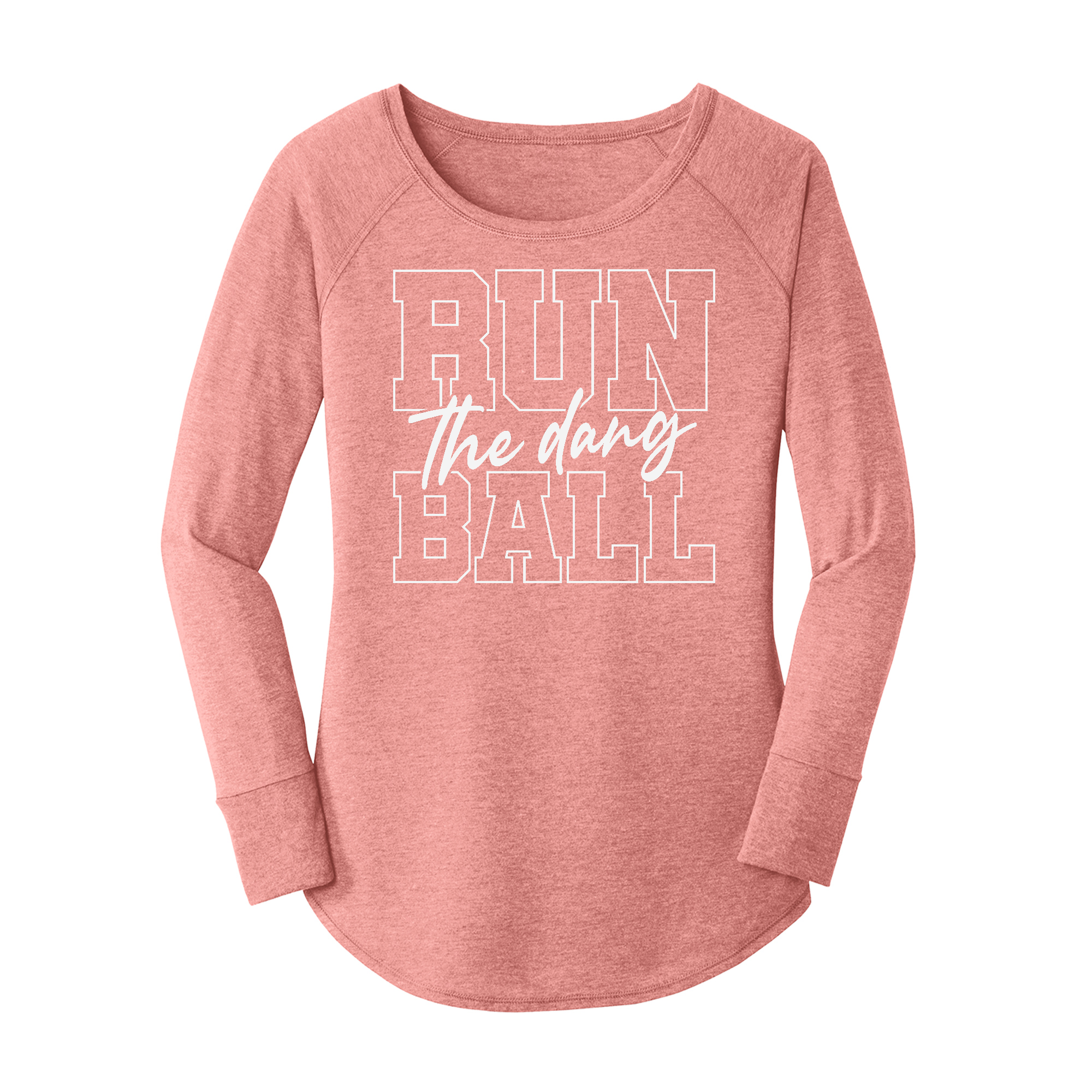 Womens X-Small Light Pink Long Sleeve Tunic Tee