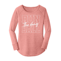 Womens X-Small Light Pink Long Sleeve Tunic Tee