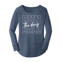 Womens X-Small Navy Heather Long Sleeve Tunic Tee