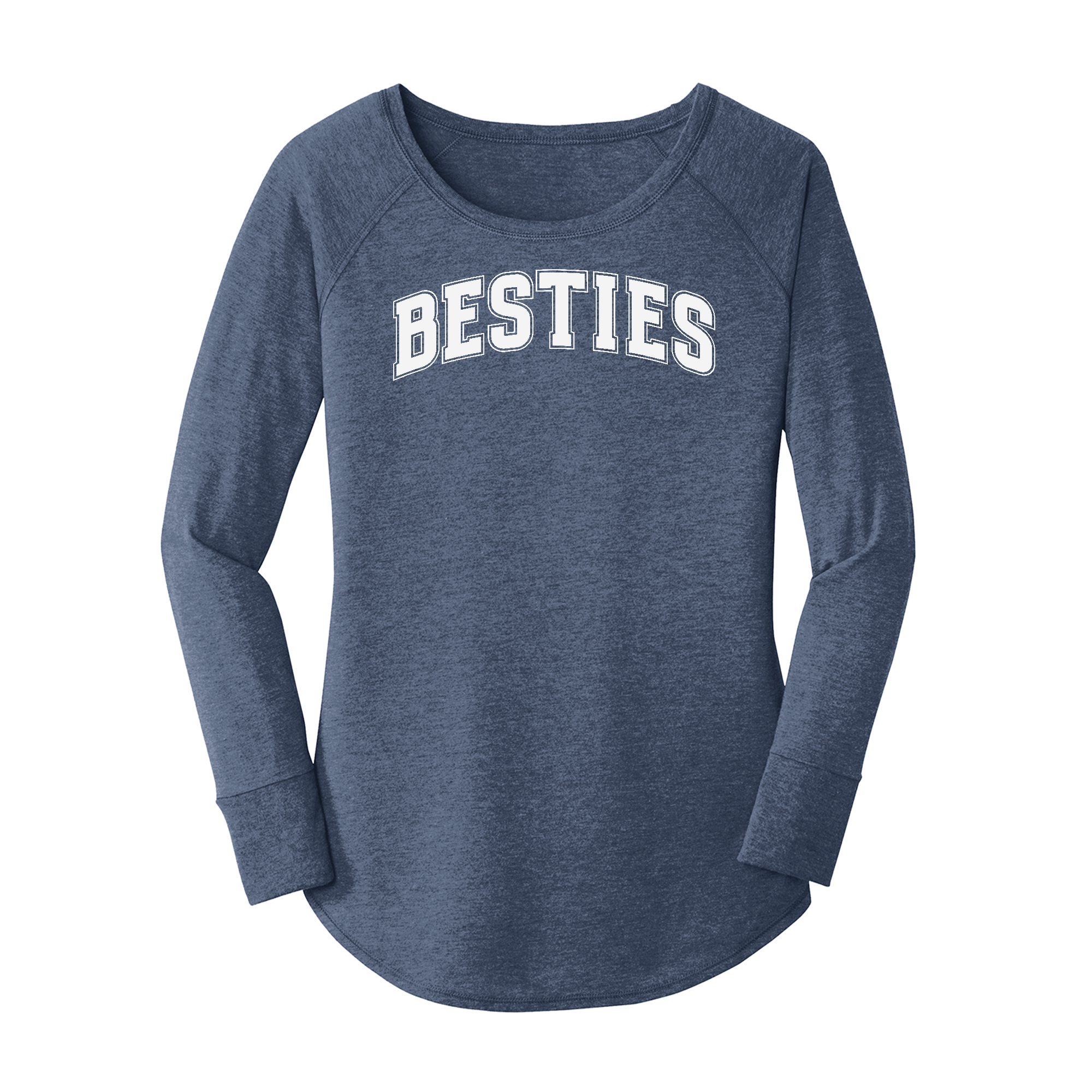 Womens X-Small Navy Heather Long Sleeve Tunic Tee