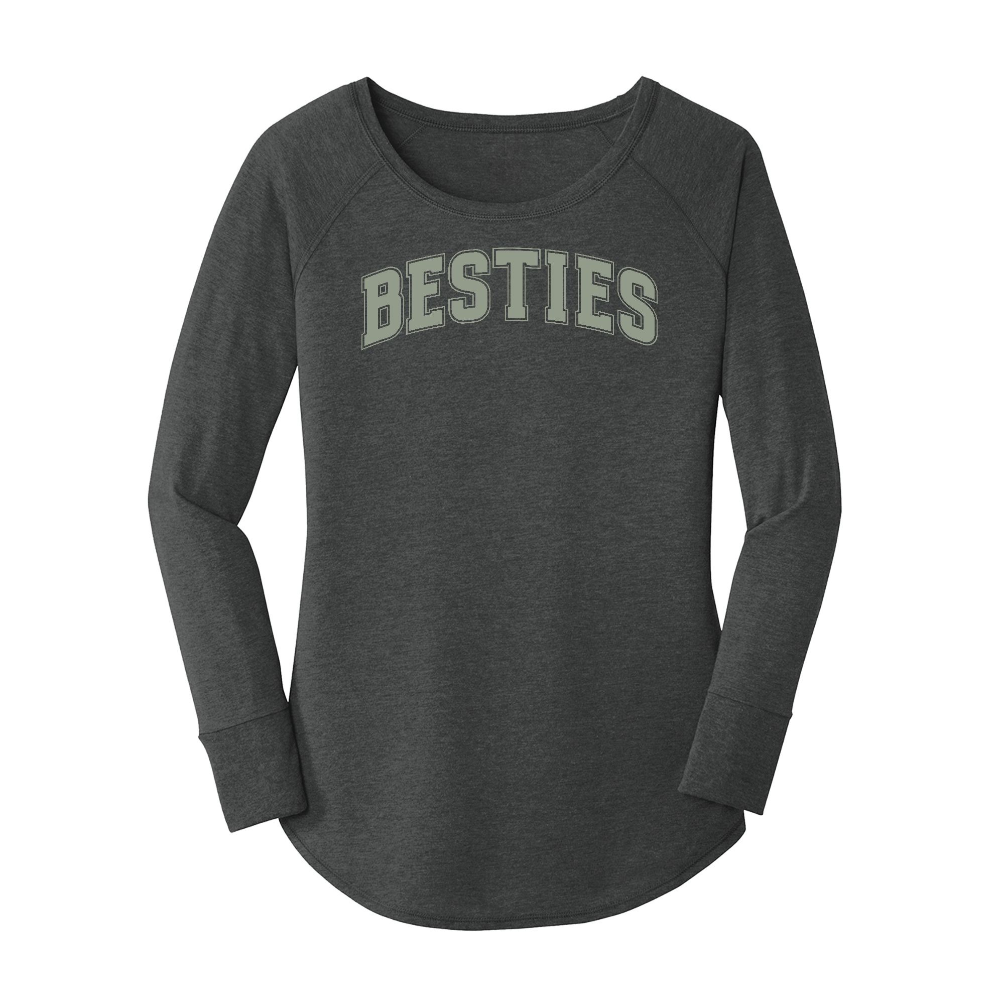 Womens X-Small Dark Heather Gray Long Sleeve Tunic Tee