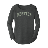 Womens X-Small Dark Heather Gray Long Sleeve Tunic Tee