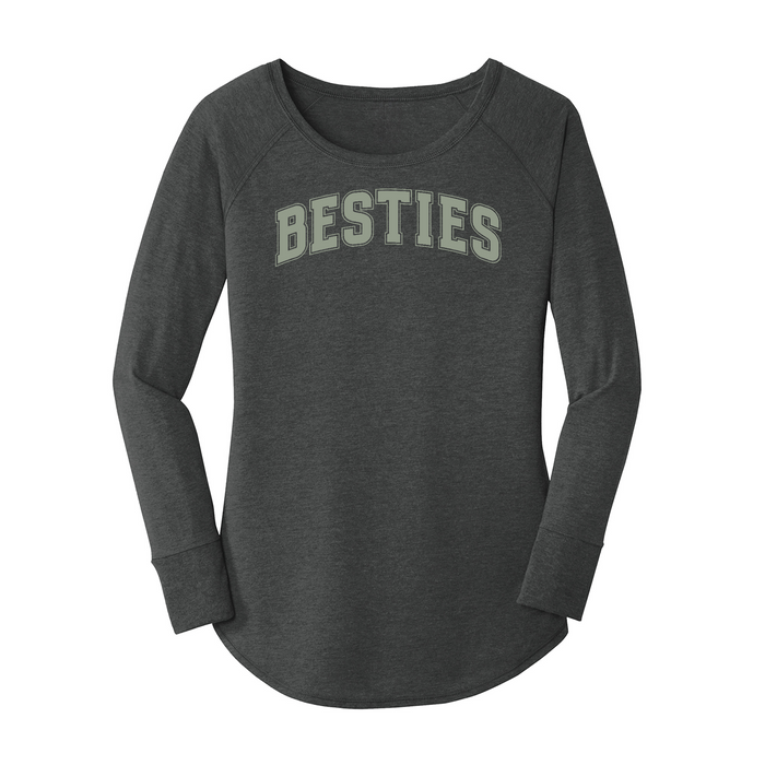 Womens X-Small Dark Heather Gray Long Sleeve Tunic Tee