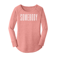 Womens X-Small Light Pink Long Sleeve Tunic Tee