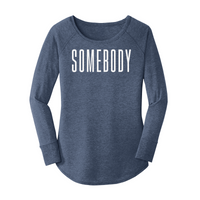 Womens X-Small Navy Heather Long Sleeve Tunic Tee