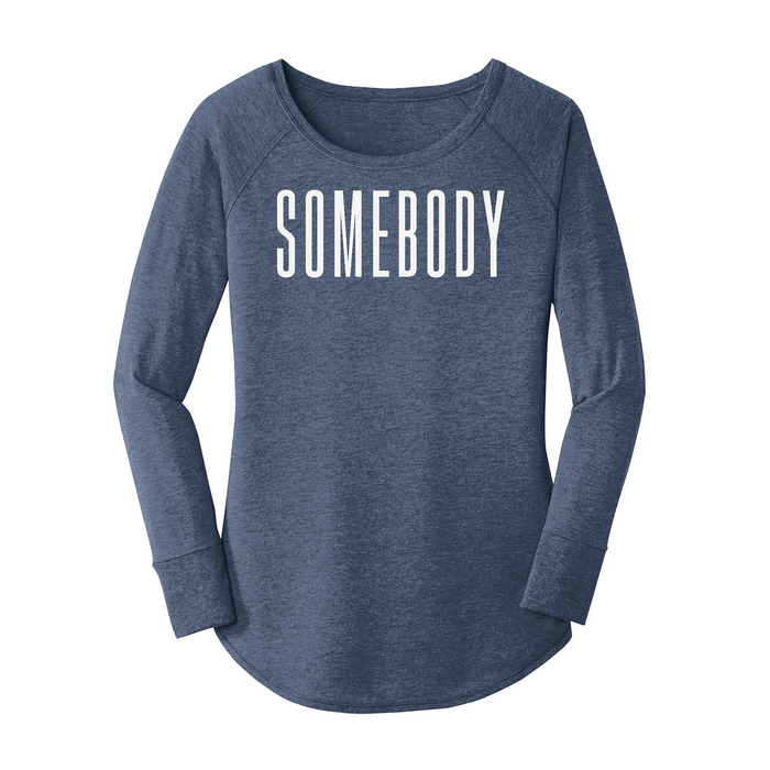 Womens X-Small Navy Heather Long Sleeve Tunic Tee