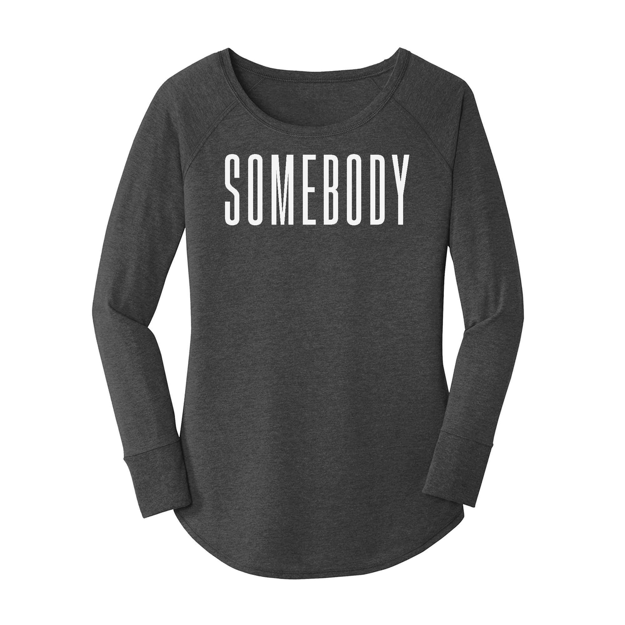 Womens X-Small Dark Heather Gray Long Sleeve Tunic Tee