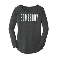 Womens X-Small Dark Heather Gray Long Sleeve Tunic Tee