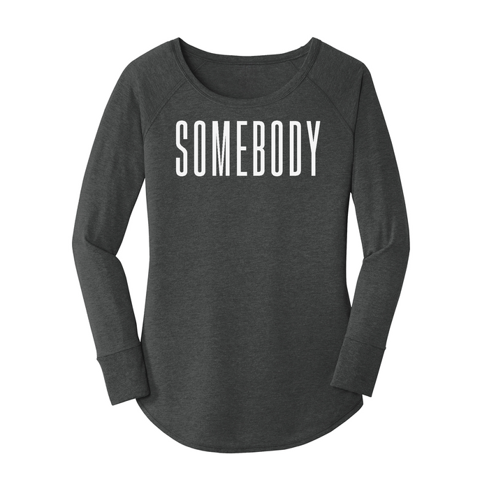 Womens X-Small Dark Heather Gray Long Sleeve Tunic Tee