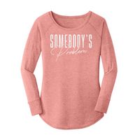 Womens X-Small Light Pink Long Sleeve Tunic Tee
