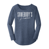 Womens X-Small Navy Heather Long Sleeve Tunic Tee