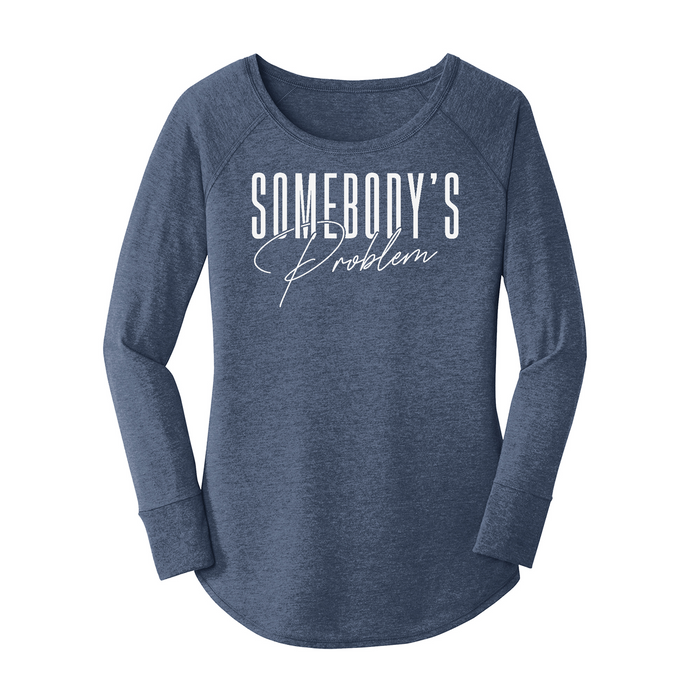 Womens X-Small Navy Heather Long Sleeve Tunic Tee