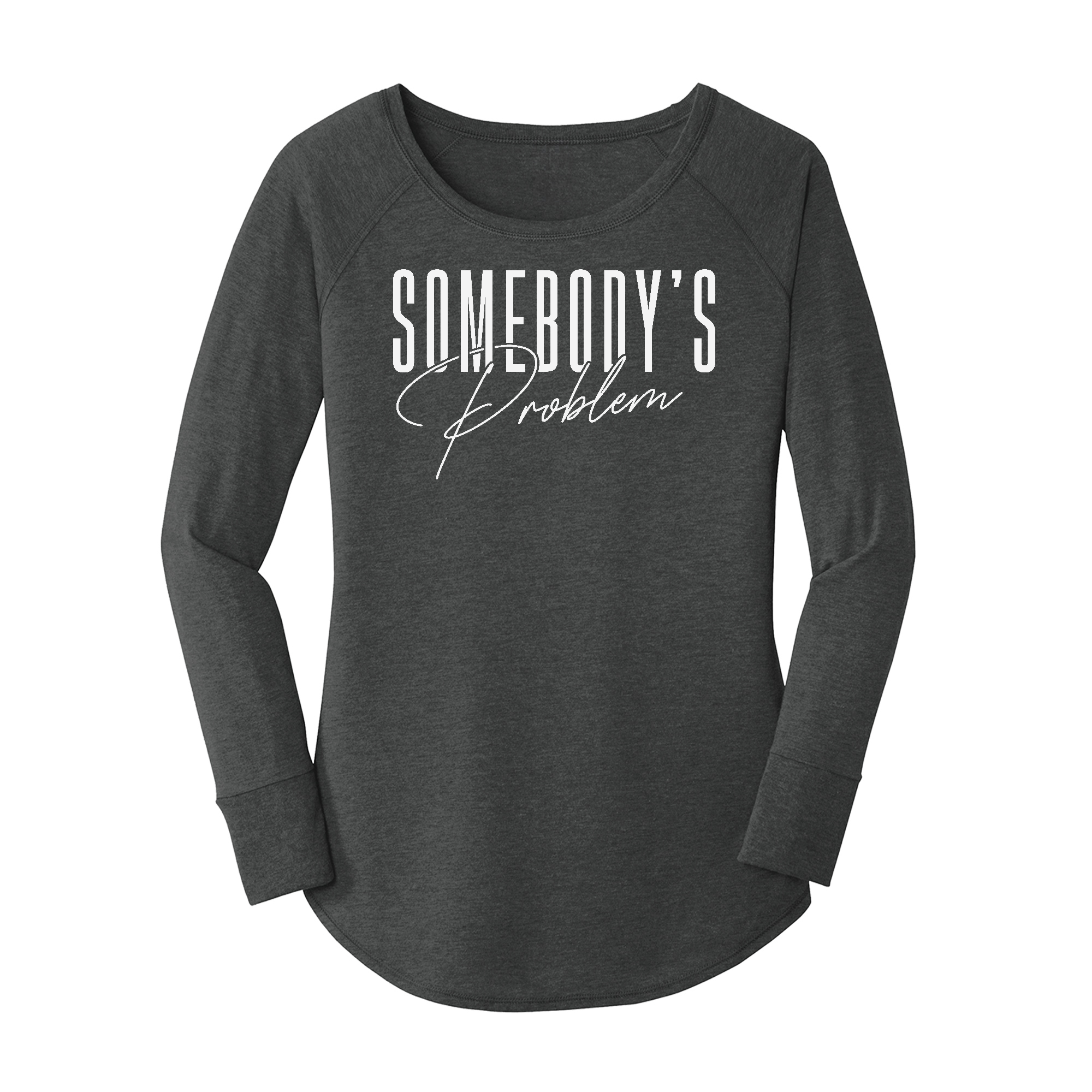 Womens X-Small Dark Heather Gray Long Sleeve Tunic Tee