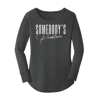 Womens X-Small Dark Heather Gray Long Sleeve Tunic Tee