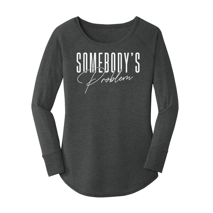 Womens X-Small Dark Heather Gray Long Sleeve Tunic Tee