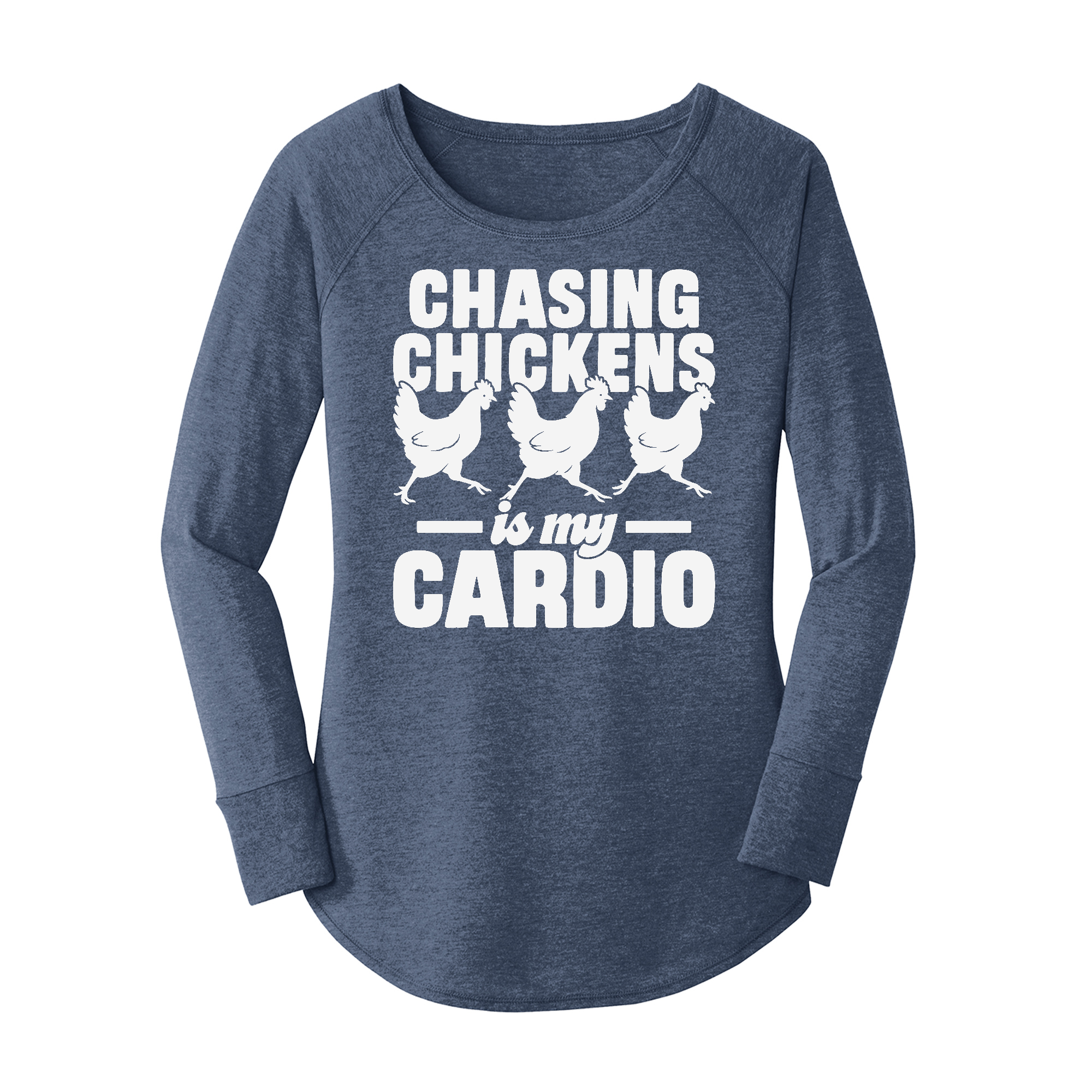 Womens X-Small Navy Heather Long Sleeve Tunic Tee