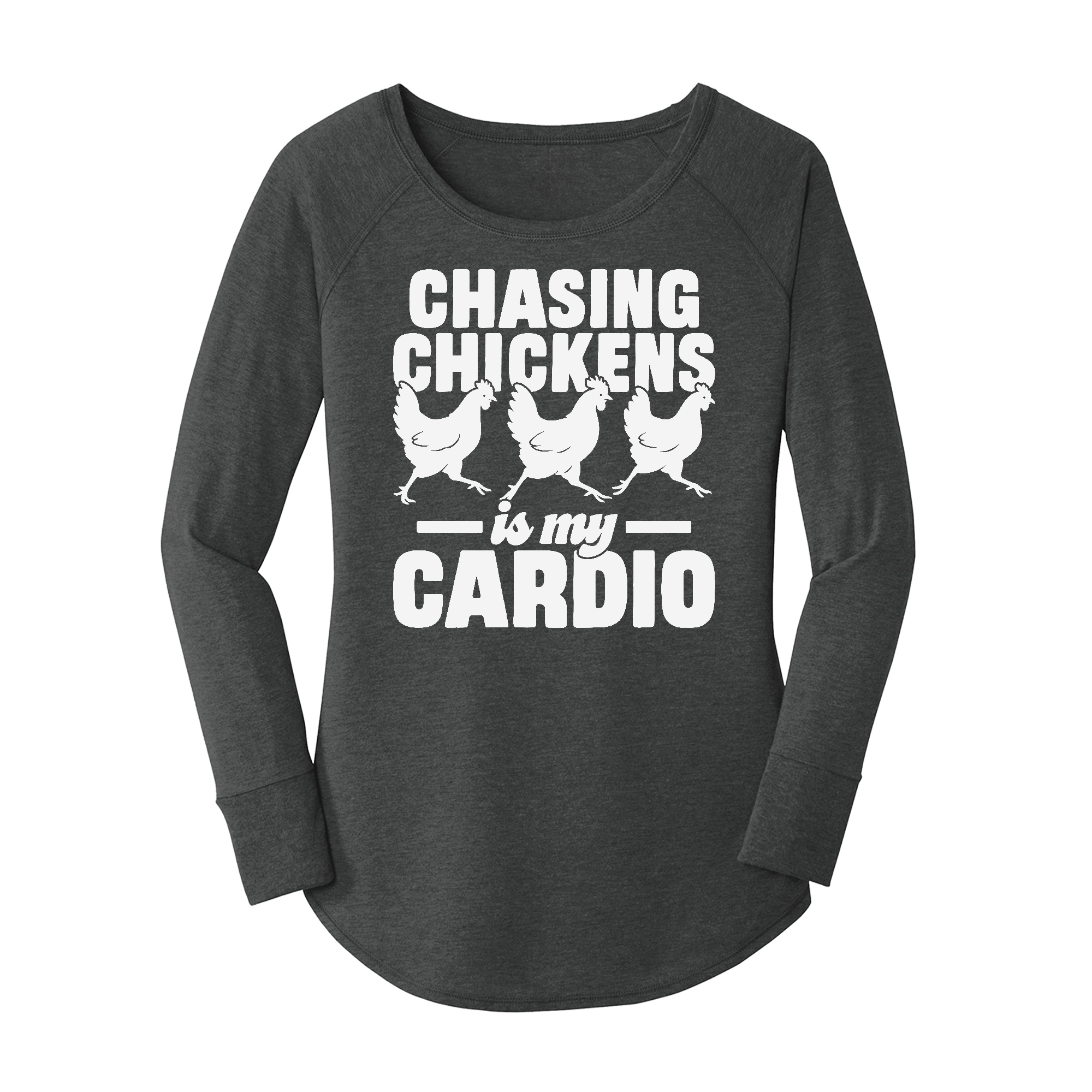 Womens X-Small Dark Heather Gray Long Sleeve Tunic Tee