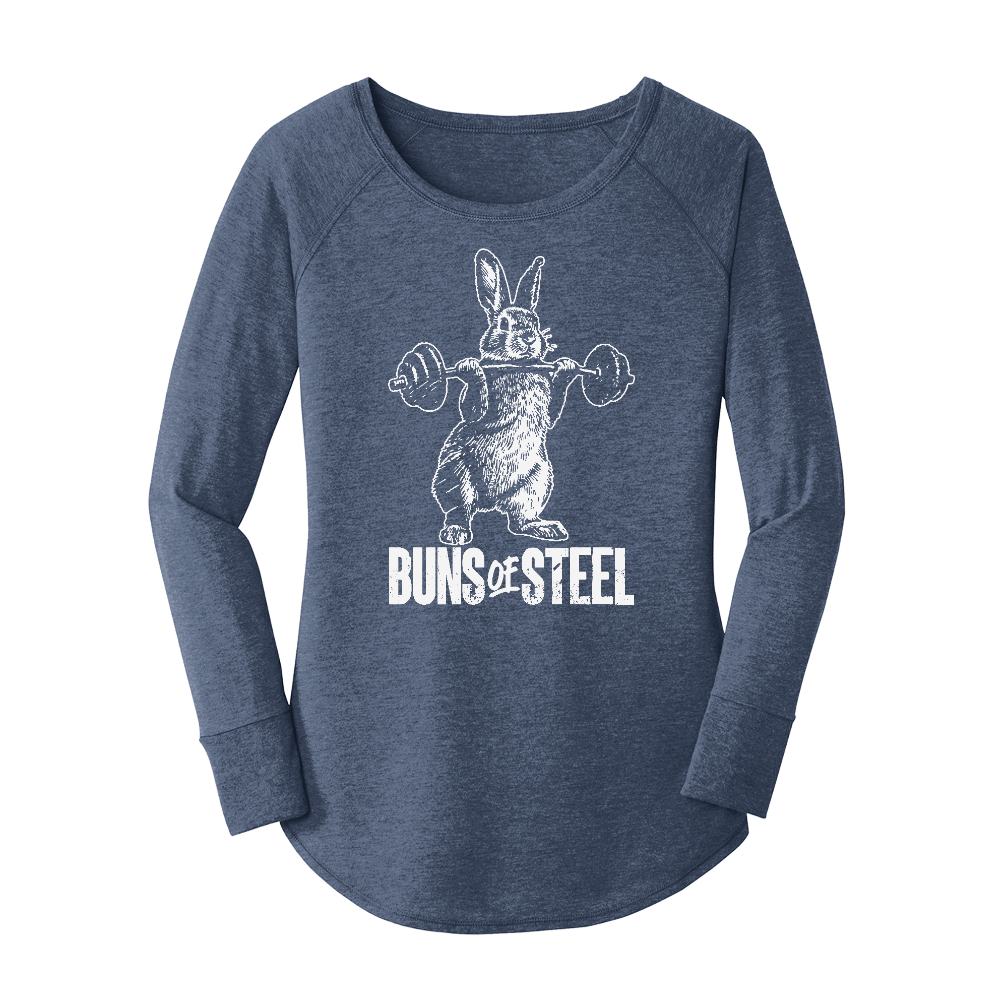 Womens X-Small Navy Heather Long Sleeve Tunic Tee