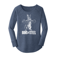 Womens X-Small Navy Heather Long Sleeve Tunic Tee
