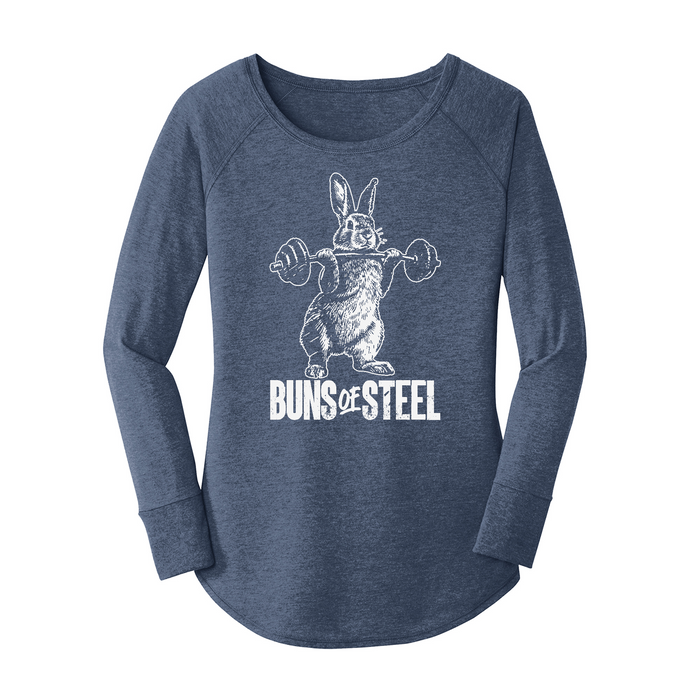 Womens X-Small Navy Heather Long Sleeve Tunic Tee