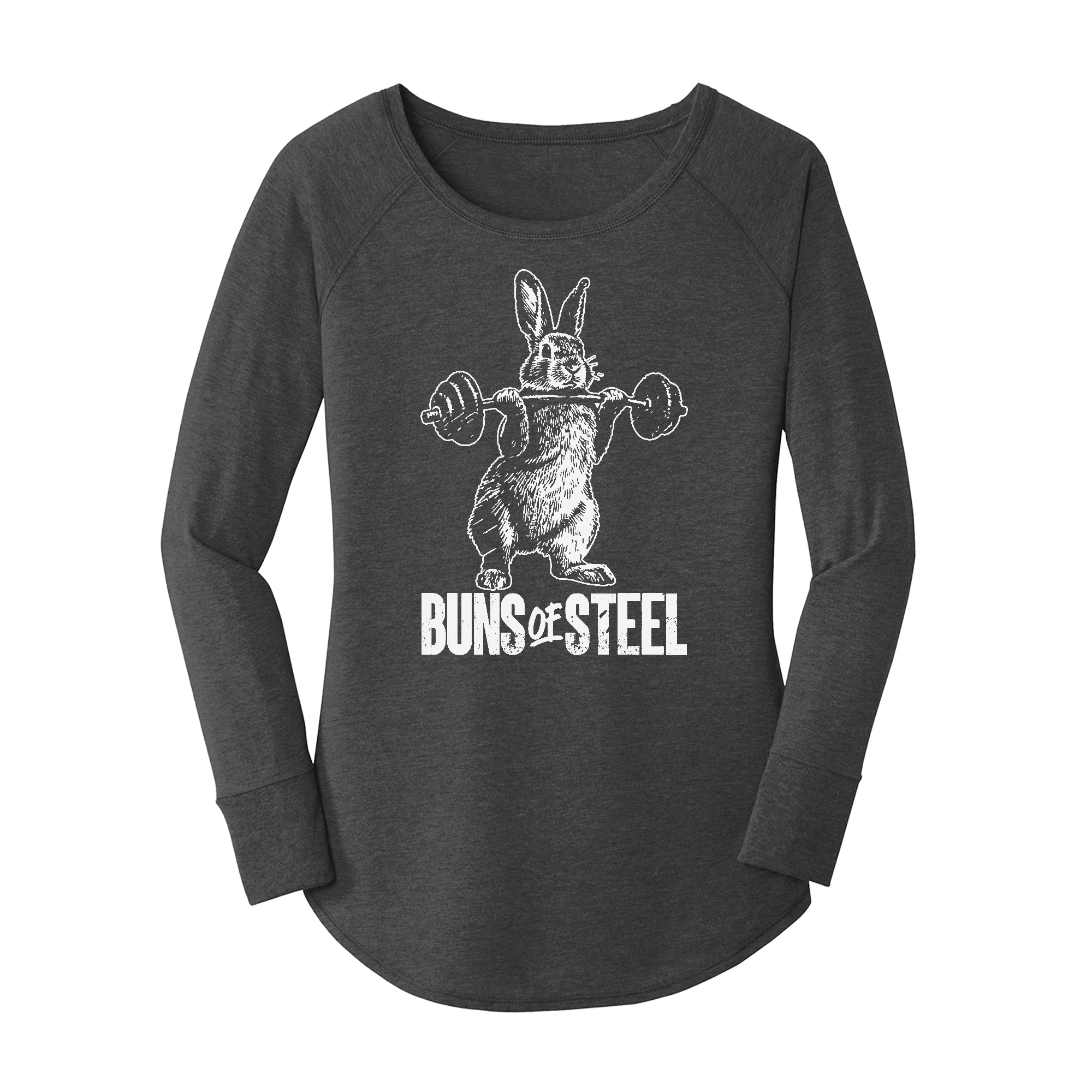 Womens X-Small Dark Heather Gray Long Sleeve Tunic Tee