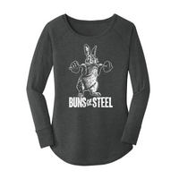 Womens X-Small Dark Heather Gray Long Sleeve Tunic Tee
