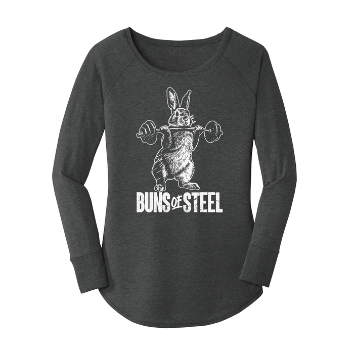 Womens X-Small Dark Heather Gray Long Sleeve Tunic Tee