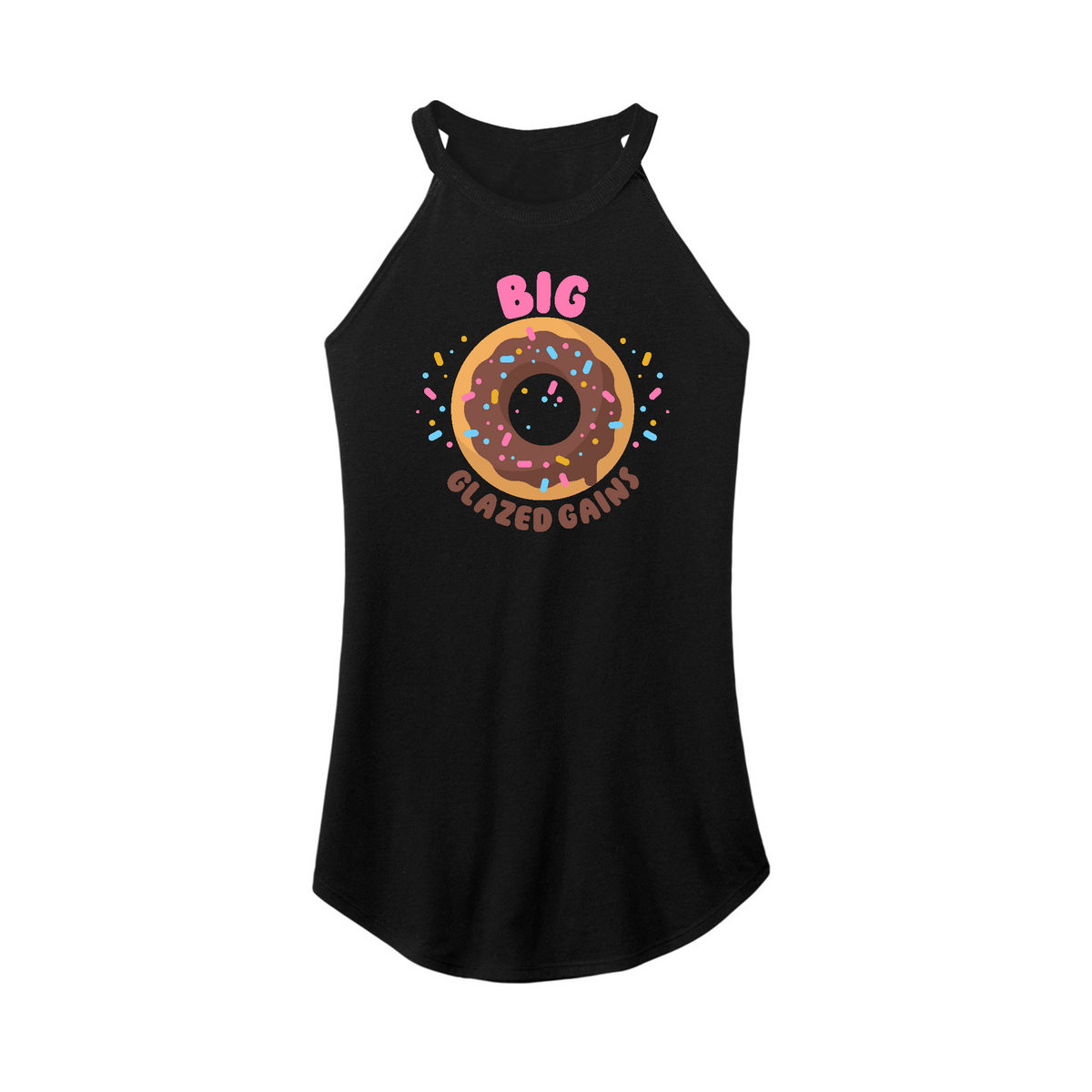 Fitness Tee Co. | Donut Big Glazed Gains Fitted Rocker Women's Tank ...