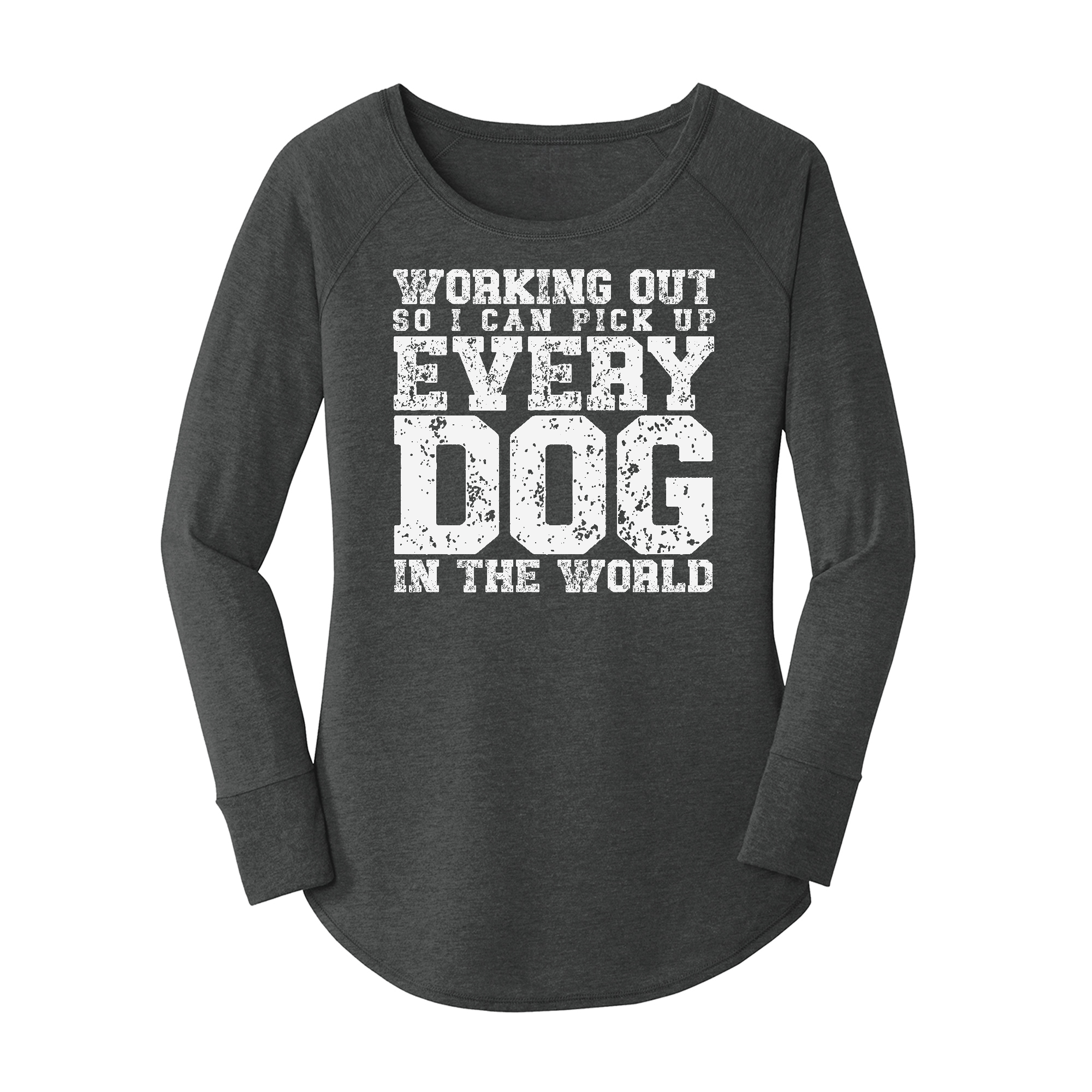 Womens X-Small Dark Heather Gray Long Sleeve Tunic Tee