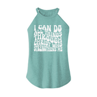 Womens X-Small Teal Rocker Tank Top