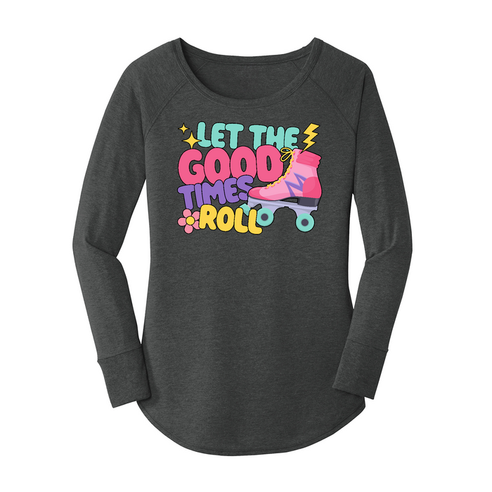 Womens X-Small Dark Heather Gray Long Sleeve Tunic Tee