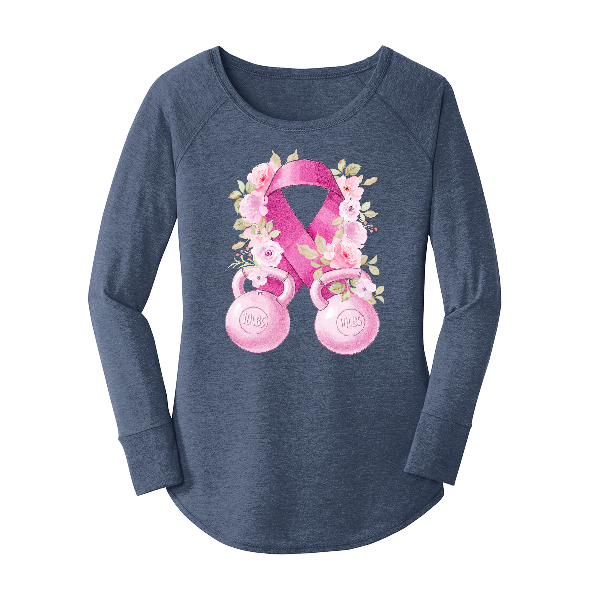 Womens X-Small Navy Heather Long Sleeve Tunic Tee