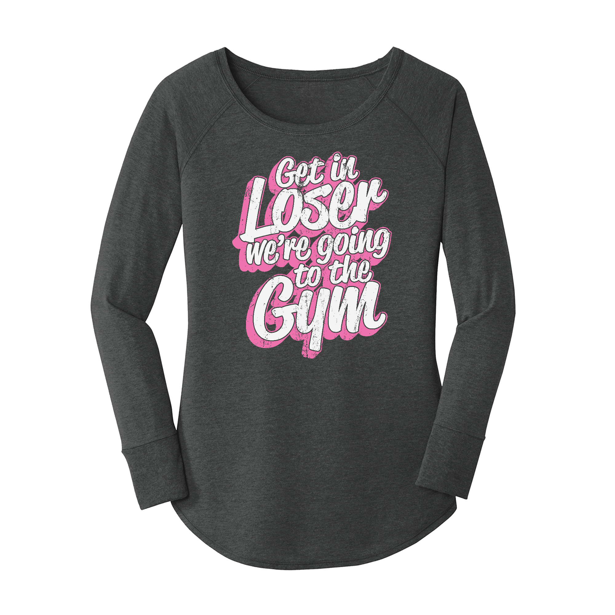 Womens X-Small Dark Heather Gray Long Sleeve Tunic Tee