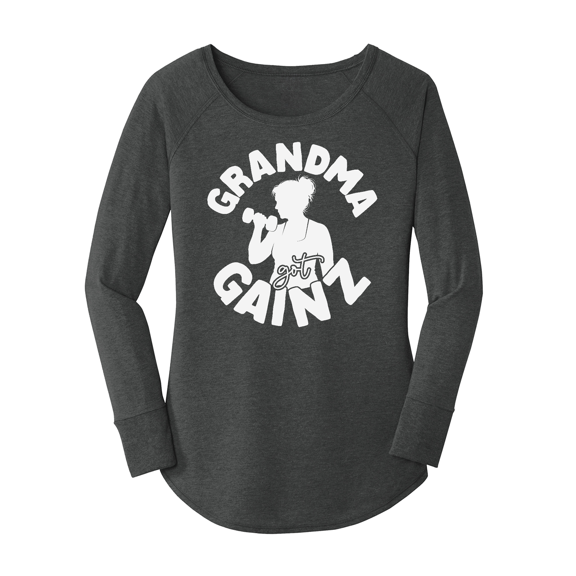 Womens X-Small Dark Heather Gray Long Sleeve Tunic Tee