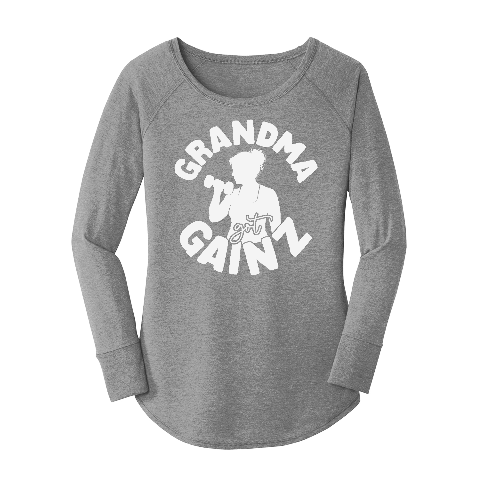 Womens X-Small Grey Long Sleeve Tunic Tee