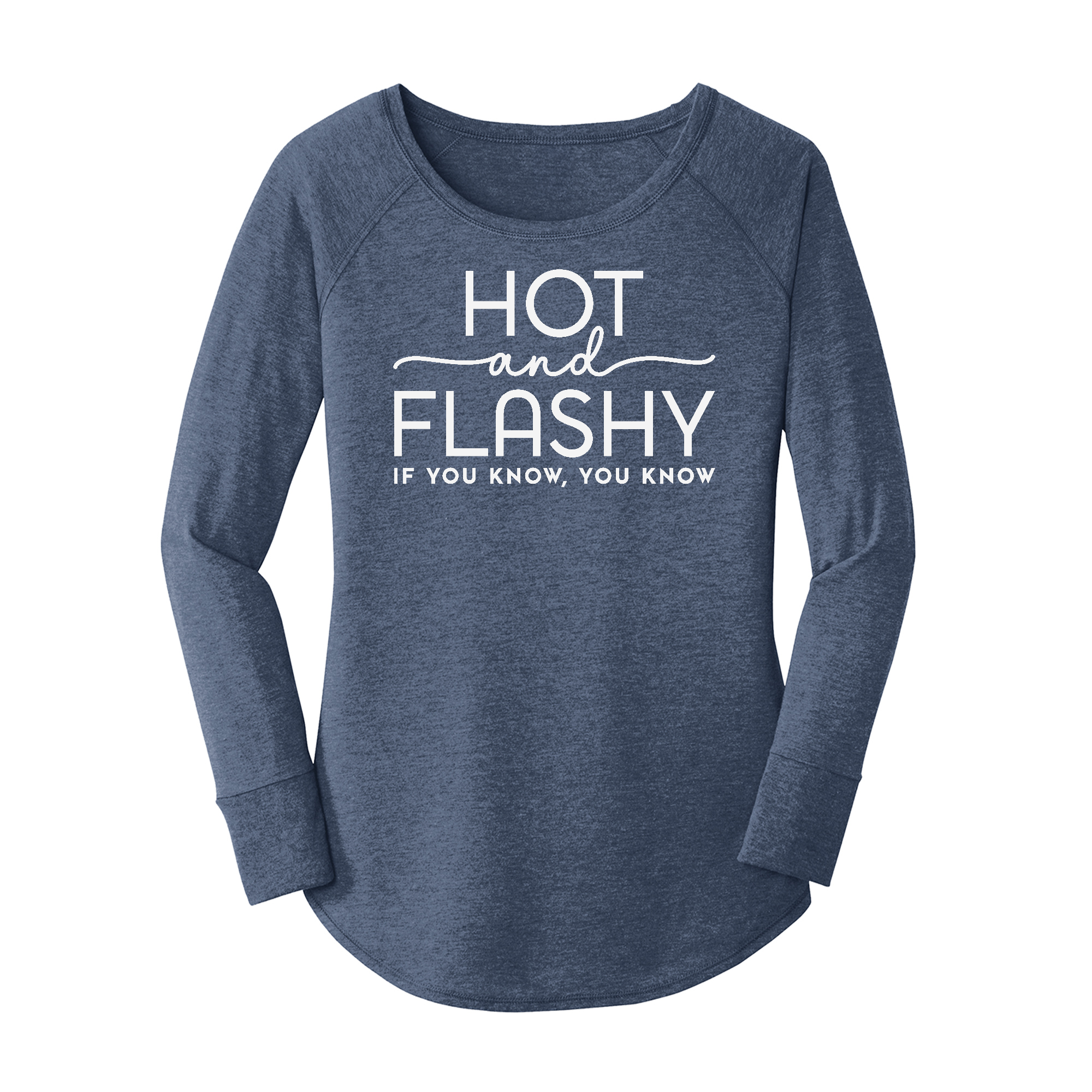 Womens X-Small Navy Heather Long Sleeve Tunic Tee