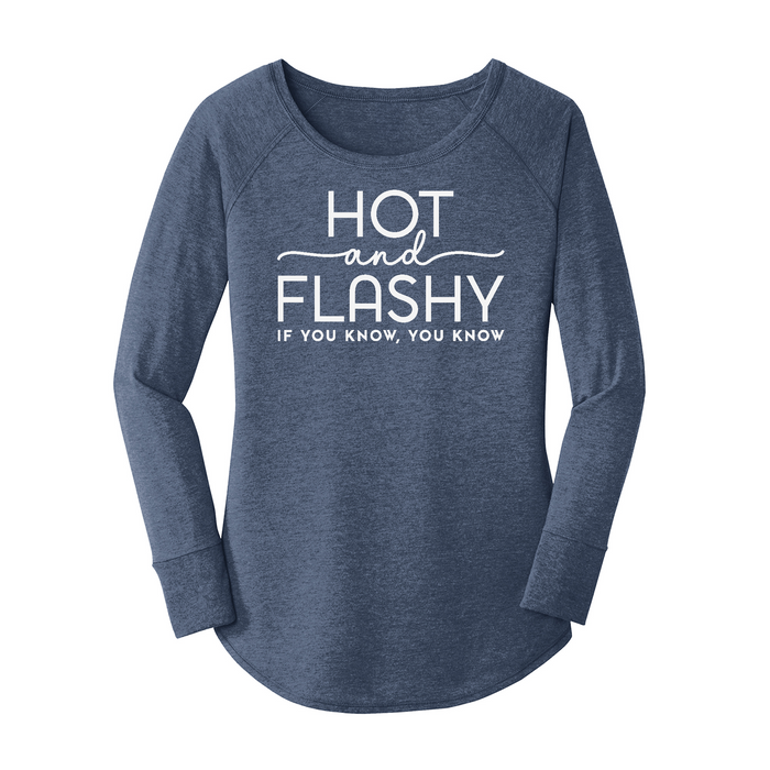 Womens X-Small Navy Heather Long Sleeve Tunic Tee