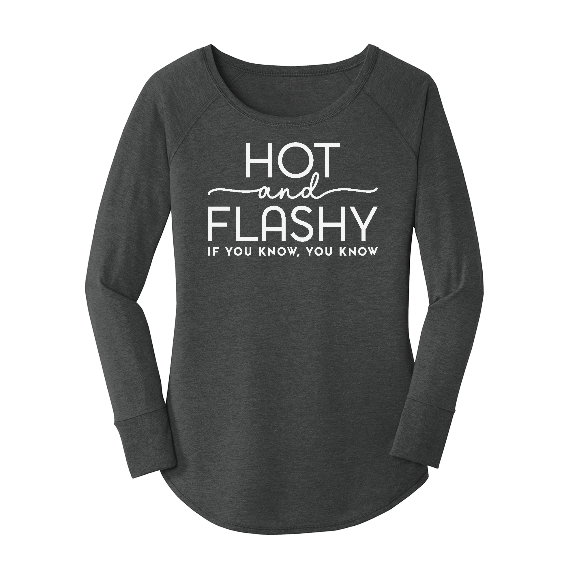 Womens X-Small Dark Heather Gray Long Sleeve Tunic Tee