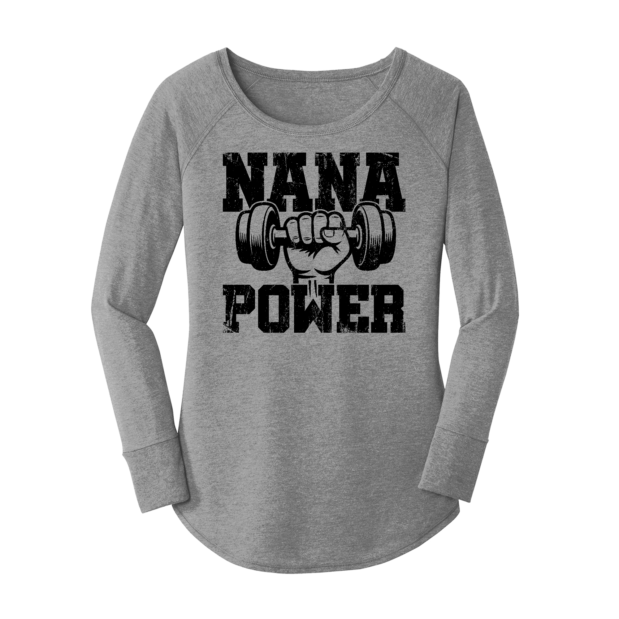 Womens X-Small Grey Long Sleeve Tunic Tee