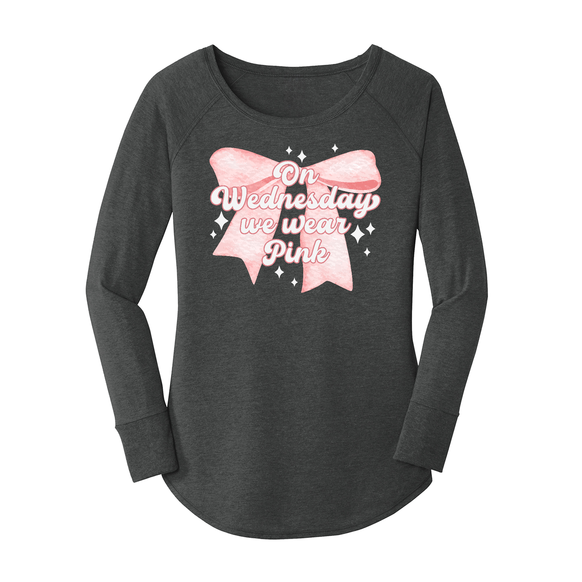 Womens X-Small Dark Heather Gray Long Sleeve Tunic Tee